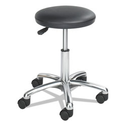Safco Height-Adjustable Lab Stool, 21 in Seat Height, Supports up to 250 lbs., Black Seat/Black Back, Chrome Base