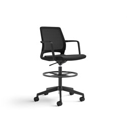 Safco Medina Extended-Height Chair, Supports Up to 275 lb, 23 in to 33 in High Black Seat, Black Back/Base,Ships in 1-3 Business Days