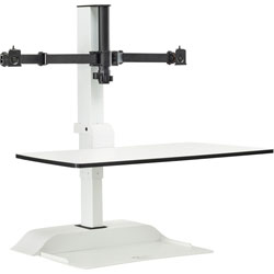 Safco Soar Electric Desktop Sit/Stand Dual Monitor Arm, For 27 in Monitors, White, Supports 10 lbs, Ships in 1-3 Business Days