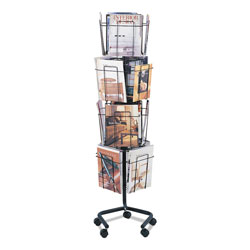 Safco Wire Rotary Display Racks, 16 Compartments, 15w x 15d x 60h, Charcoal (SAF4139CH)