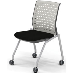 Mayline Thesis - Static Back, Armless - Gray Fabric Seat - Light Gray Poly Back - Gray Frame - Four-legged Base - 2 / Carton