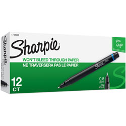 Sharpie® Plastic Point Stick Permanent Water Resistant Pen, Blue Ink, Fine, Dozen