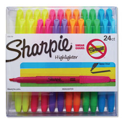 Sharpie® Pocket Style Highlighters, Chisel Tip, Assorted Colors, 24/Pack