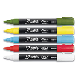 Sharpie® Wet-Erase Chalk Marker, Medium Bullet Tip, Assorted, 5/Pack