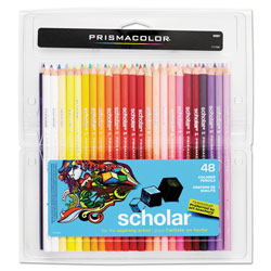 Prismacolor Scholar Colored Pencil Set, 3 mm, HB (#2.5), Assorted Lead/Barrel Colors, 48/Pack