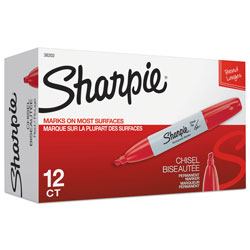 Sharpie® Chisel Tip Permanent Marker, Medium, Red, Dozen (SAN38202)