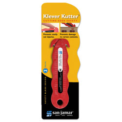 San Jamar Klever Kutter Safety Cutter, 3 Razor Blades, Red