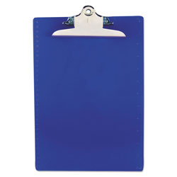 Saunders Recycled Plastic Clipboard with Ruler Edge, 1 in Clip Cap, 8 1/2 x 12 Sheets, Blue