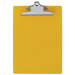 Saunders Recycled Plastic Clipboard w/Ruler Edge, 1 in Clip Cap, 8 1/2 x 12 Sheets, Yellow