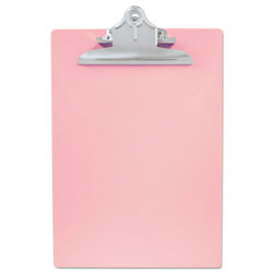 Saunders Recycled Plastic Clipboard with Ruler Edge, 1 in Clip Cap, 8 1/2 x 12 Sheets, Pink