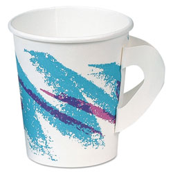 Solo Jazz Hot Paper Cups with Handles, 6oz., Polycoated, Jazz Design, 50/Bag, 20/CT
