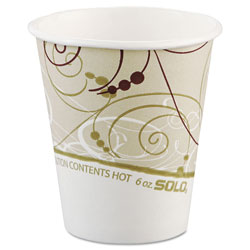 Solo Paper Hot Cups in Symphony Design, Polylined, 6oz, Beige/White, 1000/Carton