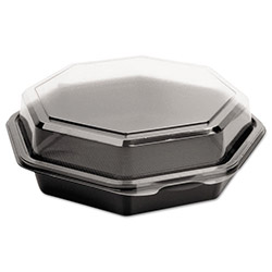Solo OctaView CF Containers, Black/Clear, 28oz, 7.94w x 7.48d x 3.15h, 100/Carton