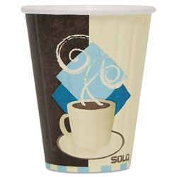 Solo Duo Shield Insulated Paper Hot Cups, 8 oz., Hot, Tuscan Café Design