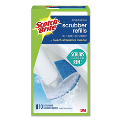Scotch Brite® Disposable Toilet Scrubber Refill, Blue/White, 10/Pack (MMM558RF)