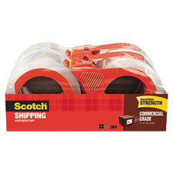 Scotch™ 3750 Commercial Grade Packaging Tape with Dispenser, 3" Core, 1.88" x 54.6 yds, Clear, 4/Pack (MMM37504RD)