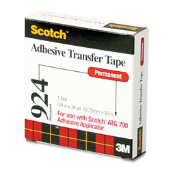 Scotch™ ATG Adhesive Transfer Tape Roll, Permanent, Holds Up to 0.5 lbs, 0.75" x 36 yds, Clear (MMM92434)