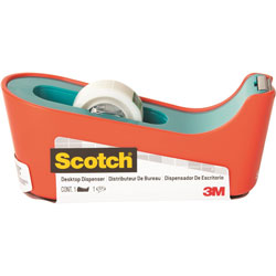 Scotch™ Desktop Tape Dispenser, 1 in Core, Non-skid Base, Weighted Base, Coral