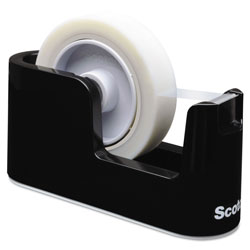 Scotch™ Heavy Duty Weighted Desktop Tape Dispenser with One Roll of Tape, 1" and 3" Cores, ABS, Black (MMMC24)