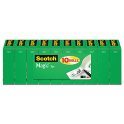 Scotch™ Magic Tape Value Pack, 1 in Core, 0.75 in x 83.33 ft, Clear, 10/Pack
