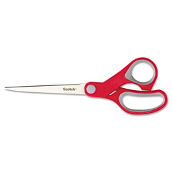 Scotch™ Multi-Purpose Scissors, Pointed Tip, 7" Long, 3.38" Cut Length, Gray/Red Straight Handle (MMM1427)