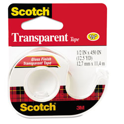 Scotch™ Transparent Tape In Handheld Dispenser, 1" Core, 0.5" x 37.5 ft, Transparent (MMM144)