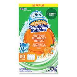 Scrubbing Bubbles Fresh Brush Toilet Cleaning System Refill, Citrus Scent, 20/Pack