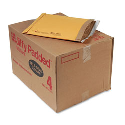Sealed Air Jiffy Padded Mailer, #4, Paper Lining, Self-Adhesive Closure, 9.5 x 14.5, Natural Kraft, 100/Carton