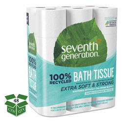Seventh Generation 100% Recycled Bathroom Tissue, Septic Safe, 2-Ply, White, 240 Sheets per Roll, 24 per Pack, 2 Packs per Case, 11,520 Sheets Total