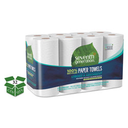 Seventh Generation 100% Recycled Paper Towel Rolls, 2-Ply, 11 x 5.4 Sheets, 156 Sheets per Roll, 32 Rolls per Case, 4,992 Sheets Total