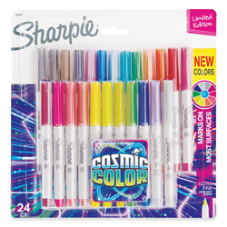Sharpie® Cosmic Color Permanent Markers, Extra-Fine Needle Tip, Assorted Colors, 24/Pack