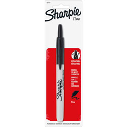 Sharpie® Marker, Retractable, Fine Point, Nontoxic, 6/BX, Black