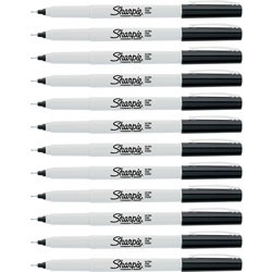Sharpie® Permanent Marker, Ultra-Fine, 12/DZ, Black