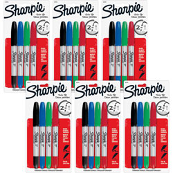 Sharpie® Permanent Markers, Twin Tip, Fine/Ultra Fine Point, 24/BG, AST