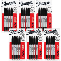 Sharpie® Permanent Markers, Twin Tip, Fine/Ultra Fine Point, 24/BG, Black