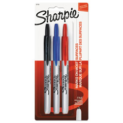 Sharpie® Retractable Permanent Markers, Fine Point, Assorted, 3/Set