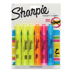Sharpie® Tank Style Highlighters, Chisel Tip, Assorted Colors, 6/Set