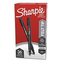 Sharpie® Water-Resistant Ink Stick Plastic Point Pen, 0.8 mm, Black Ink/Barrel, 36/Pack