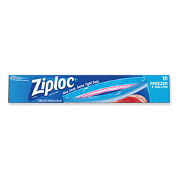 Ziploc® Zipper Freezer Bags, 2 gal, 13 in x 15 in, Clear, 10/Box