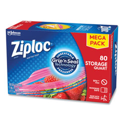 Ziploc® Seal Top Bags, 1 qt, 7.44 in x 7 in, Clear, 80/Box