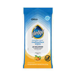 Pledge Multi-Surface Cleaner Wet Wipes, Cloth, 7 x 10, Fresh Citrus, 25/Pack