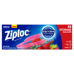 Ziploc® Double Zipper Storage Bags, 10-9/16 x 10-3/4, 1 Gal, 1.75 Mil, Clear, 38/Box
