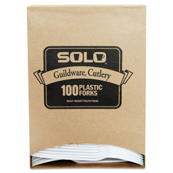 Solo Guildware Extra Heavy Weight Plastic Forks, White, 100/Box