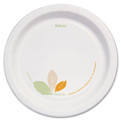 Solo Bare Paper Eco-Forward Dinnerware, 8 1/2 in Plate, Green/Tan, 250/Carton