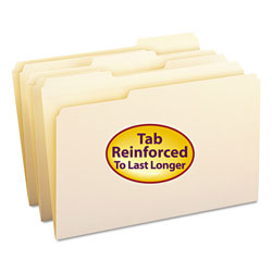 Smead Reinforced Tab Manila File Folders, 1/3-Cut Tabs, Legal Size, 11 pt. Manila, 100/Box