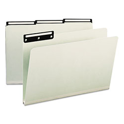 Smead Recycled Heavy Pressboard File Folders with Insertable Metal Tabs, 1/3-Cut Tabs, Legal Size, Gray-Green, 25/Box