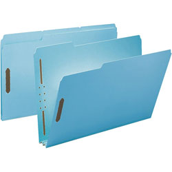Smead 1/3 Tab Cut Legal Recycled Fastener Folder - 9 1/2 in x 14 5/8 in - 250 Sheet Capacity - 2 in Expansion - 2 x 2K Fastener(s) - Folder - Assorted Position Tab Position - Pressboard, Paper, Tyvek - Blue - 25 / Box