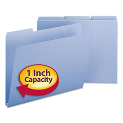 Smead Expanding Recycled Heavy Pressboard Folders, 1/3-Cut Tabs, 1 in Expansion, Letter Size, Blue, 25/Box