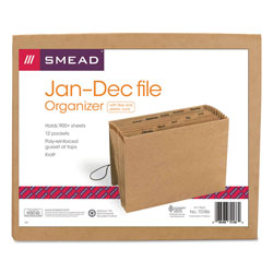 Smead Indexed Expanding Kraft Files, 12 Sections, 1/12-Cut Tab, Letter Size, Kraft