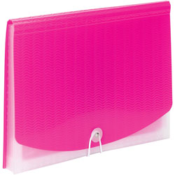 Smead Letter Expanding File, 8 1/2 in x 11 in, 7 Pocket(s), 6 Divider(s), Polypropylene, Multi-colored, Pink, Clear